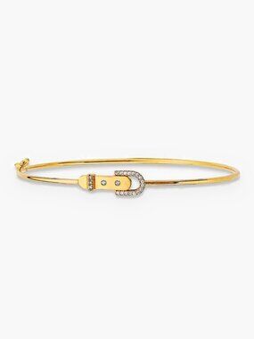 14K Gold CZ Flexible Bangle | Dainty Yellow Gold Bracelet